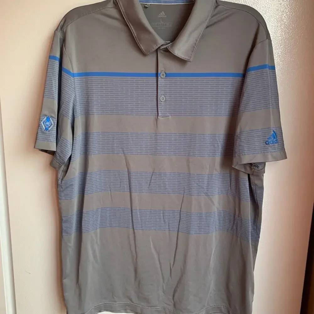 ADIDAS Men’s Striped Polo/Golf Shirt / Size: Large